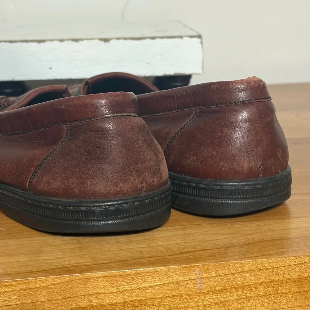 Florsheim Comfortech Mens 9.5 3E Brown Leather Kiltie Tassel Woven Loafers 70179